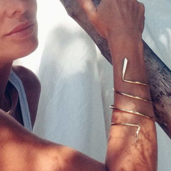 Brass snake spiral wrapping cuff bracelet armlet - Picture 1 of 4